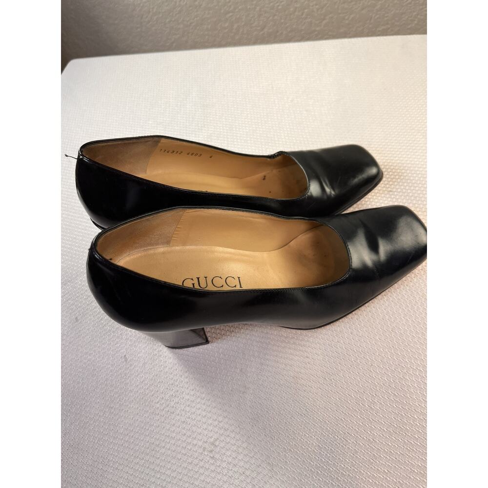 Gucci Size 4 Women's Square Toe Leather Pumps in Black - Picture 6 of 11